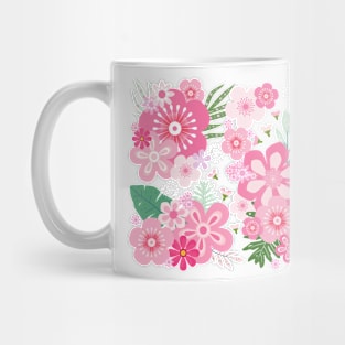 Pink Floral Paradise_Orange Background Mug